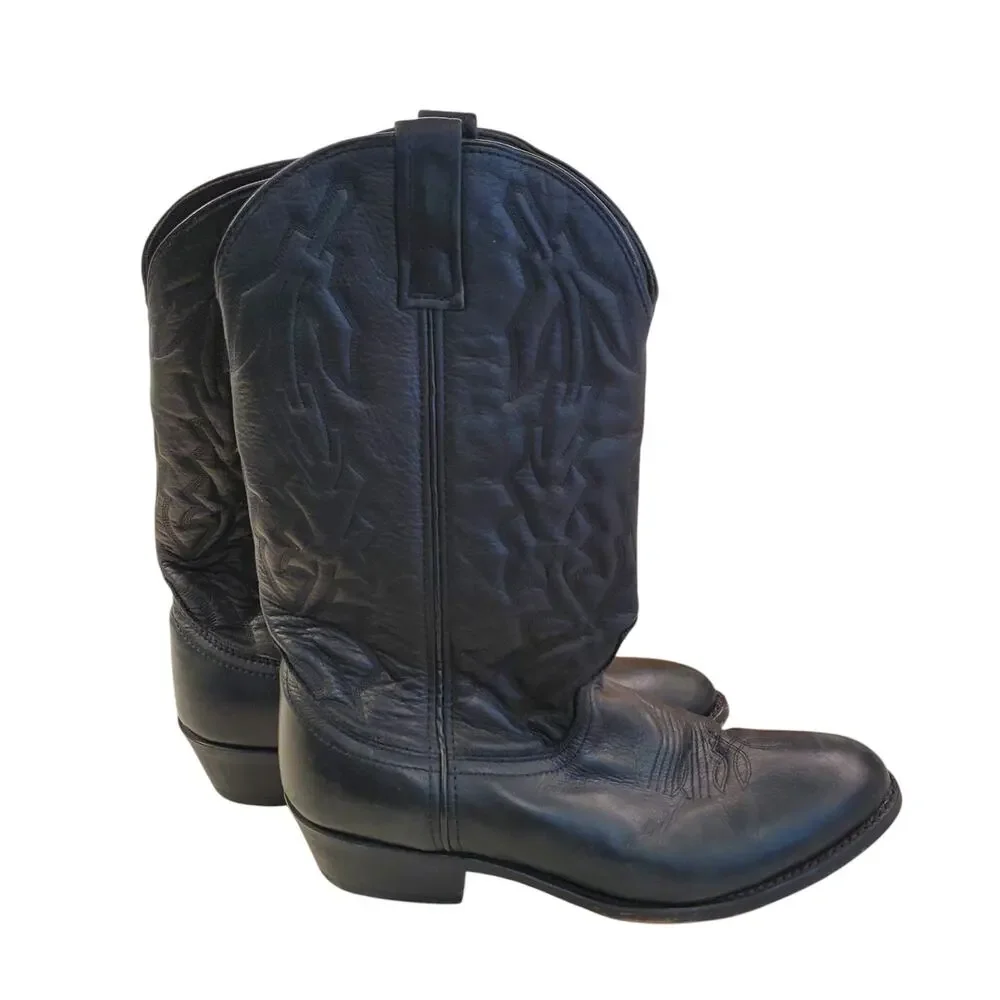 Mens Laredo Black Leather Western Boots Cowboy Size 11 Style 6691